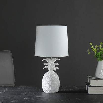 17" White Pineapple Table Lamp With White Empire Shade
