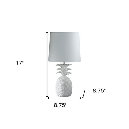 17" White Pineapple Table Lamp With White Empire Shade