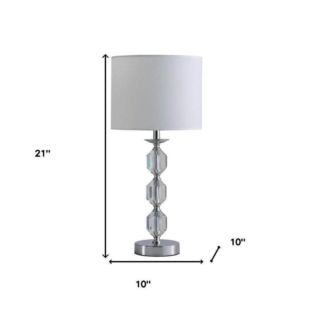 21" Silver Bedside Table Lamp With White Drum Shade