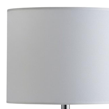 21" Silver Bedside Table Lamp With White Drum Shade