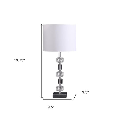 20" Silver Bedside Table Lamp With White Drum Shade