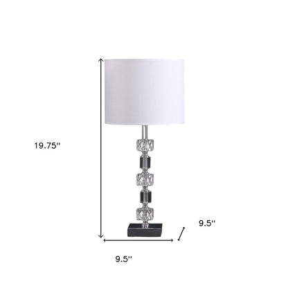 20" Silver Bedside Table Lamp With White Drum Shade