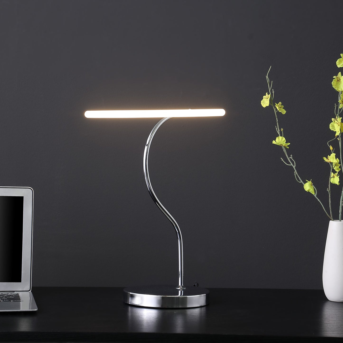 26" Silver Halo Ring LED Desk Table Lamp