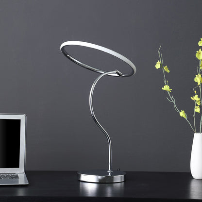 26" Silver Halo Ring LED Desk Table Lamp