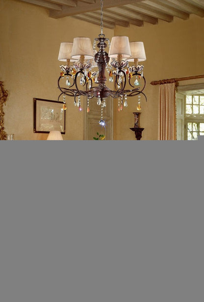 Burnished Bronze Hanging Ceiling Lamp with Clear and Amber Crystals