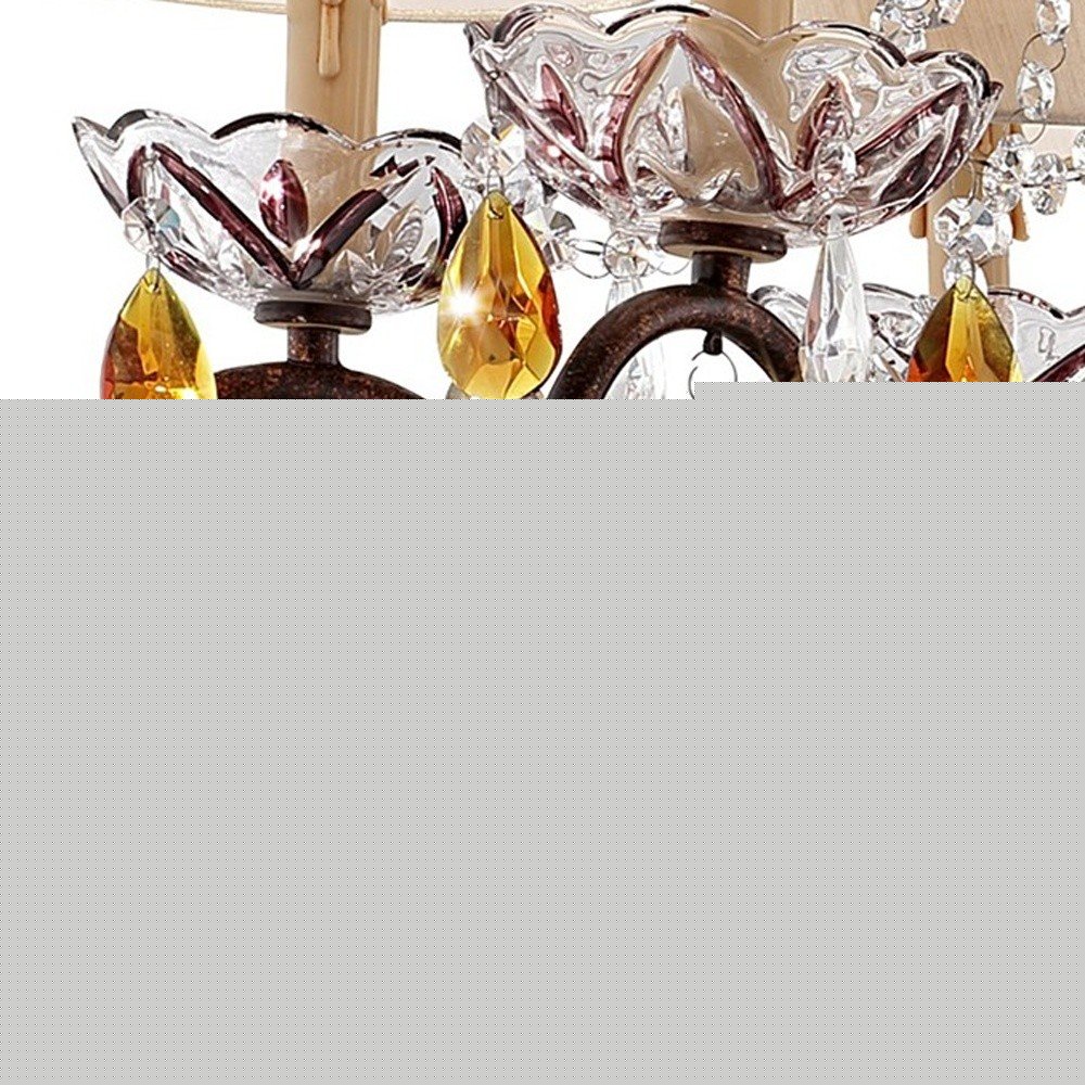 Burnished Bronze Hanging Ceiling Lamp with Clear and Amber Crystals