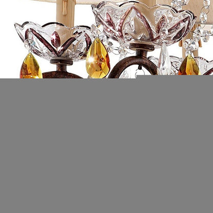 Burnished Bronze Hanging Ceiling Lamp with Clear and Amber Crystals