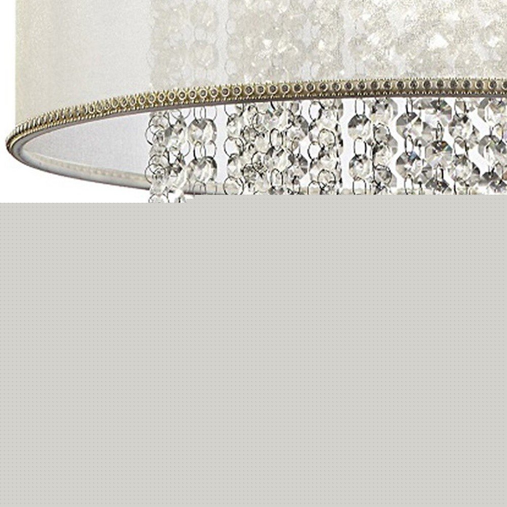 Primo Gold Finish Ceiling Lamp with Crystal Accents and White Shade