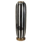 21" Black and Silver Striped Cylinder Polyresin Floor Vase