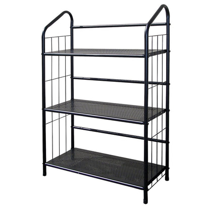 37" Black Metal Three Tier Bookcase