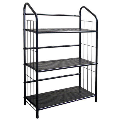 37" Black Metal Three Tier Bookcase