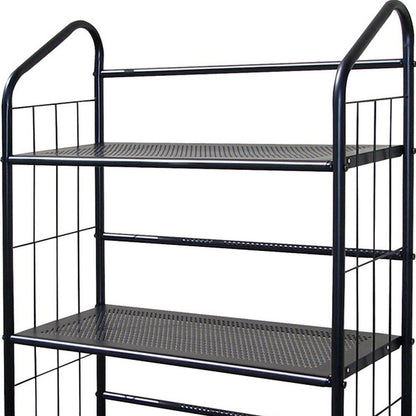 37" Black Metal Three Tier Bookcase