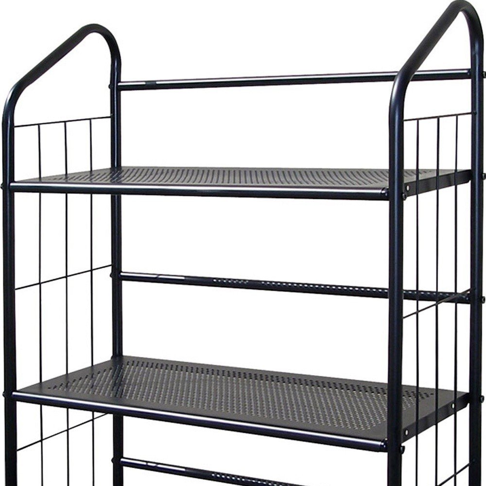 37" Black Metal Three Tier Bookcase