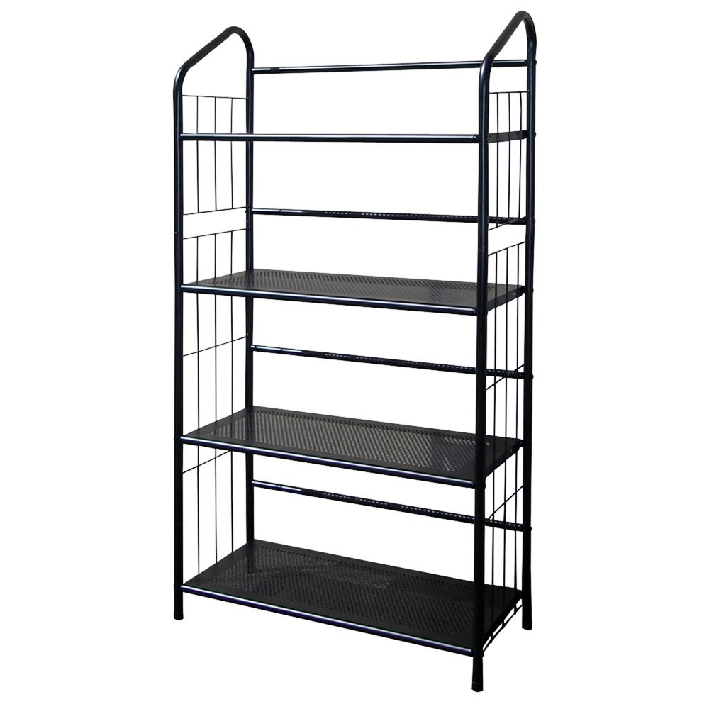 49" Black Metal Four Tier Bookcase