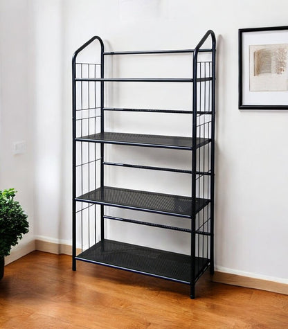49" Black Metal Four Tier Bookcase