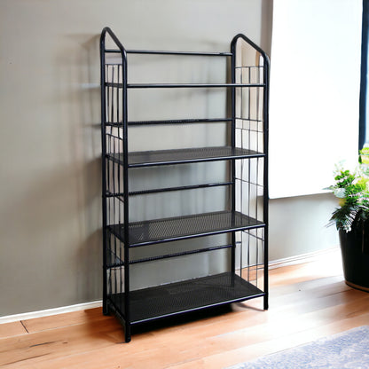 Black Four Shelf Metal Standing Book Shelf