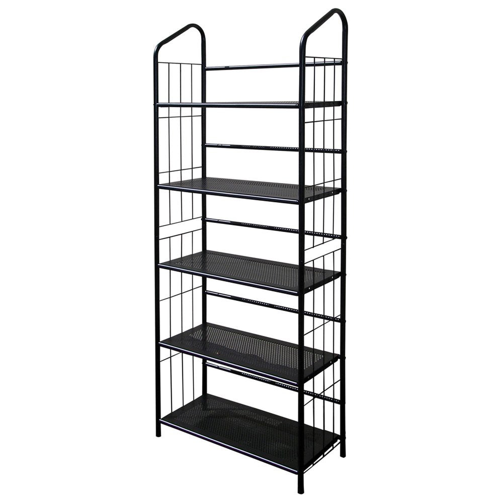64" Black Metal Five Tier Bookcase