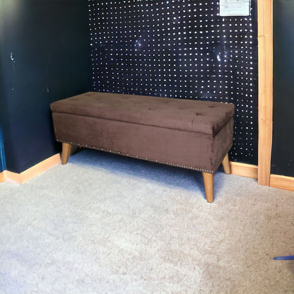 Cozy Brown Suede Storage Bench