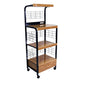 Black and Natural 26" Rolling Kitchen Cart With Storage