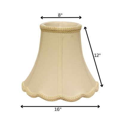 16" Ivory Slanted Scallop Bell Monay Shantung Lampshade