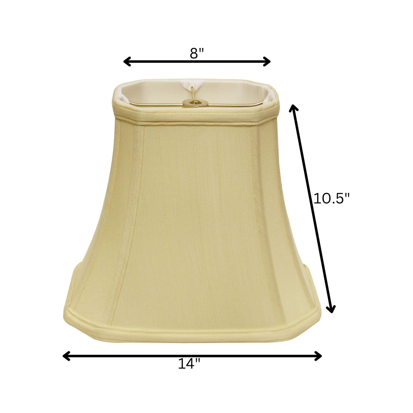14" Antique White Slanted Rectangle Bell Monay Shantung Lampshade