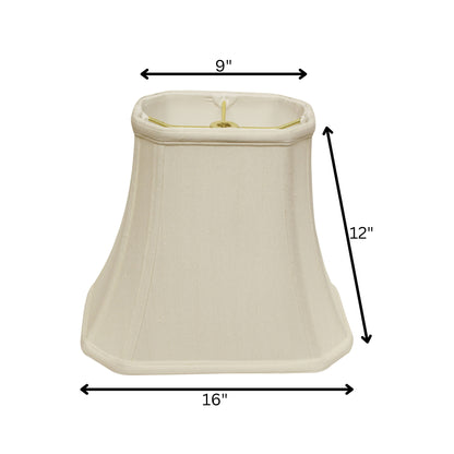 16" White Slanted Rectange Bell Monay Shantung Lampshade