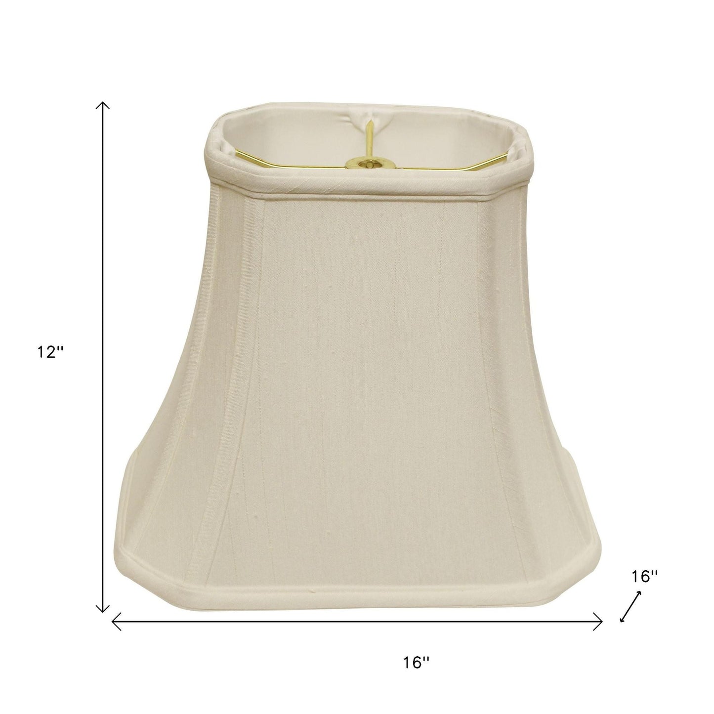 16" White Slanted Rectange Bell Monay Shantung Lampshade