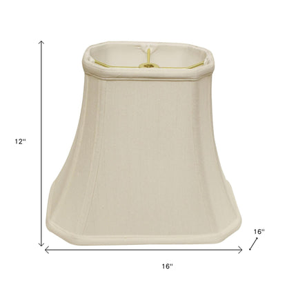 16" White Slanted Rectange Bell Monay Shantung Lampshade