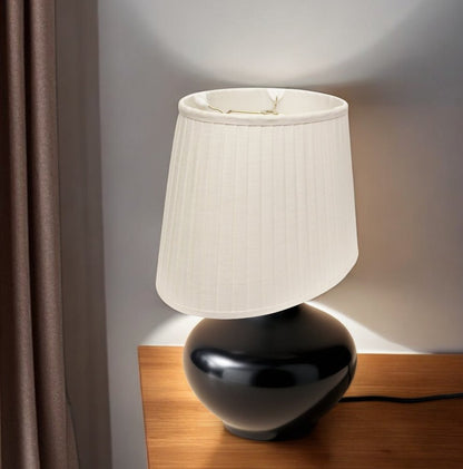 White Linen Pleated Oval Lamp Shade