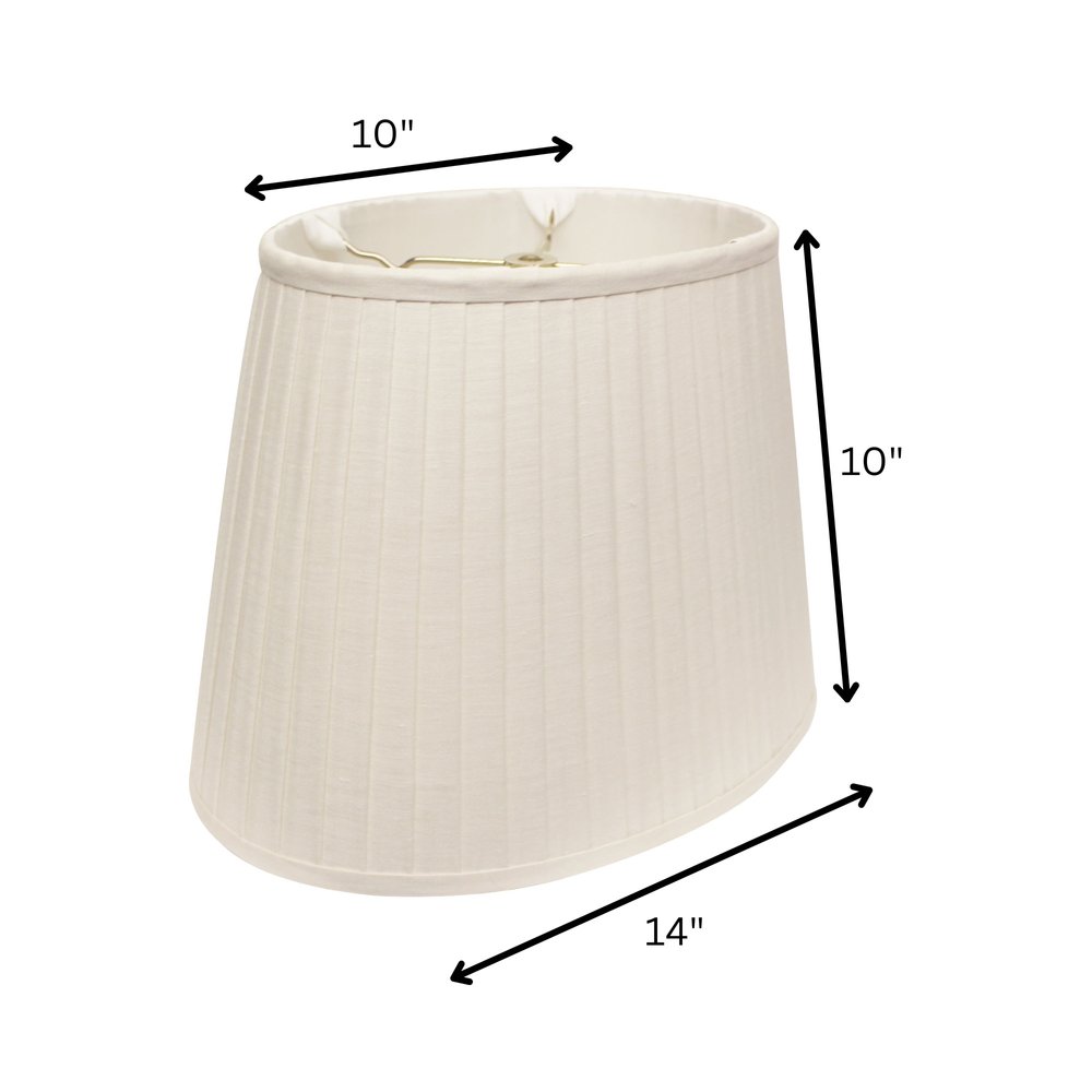 White Linen Pleated Oval Lamp Shade