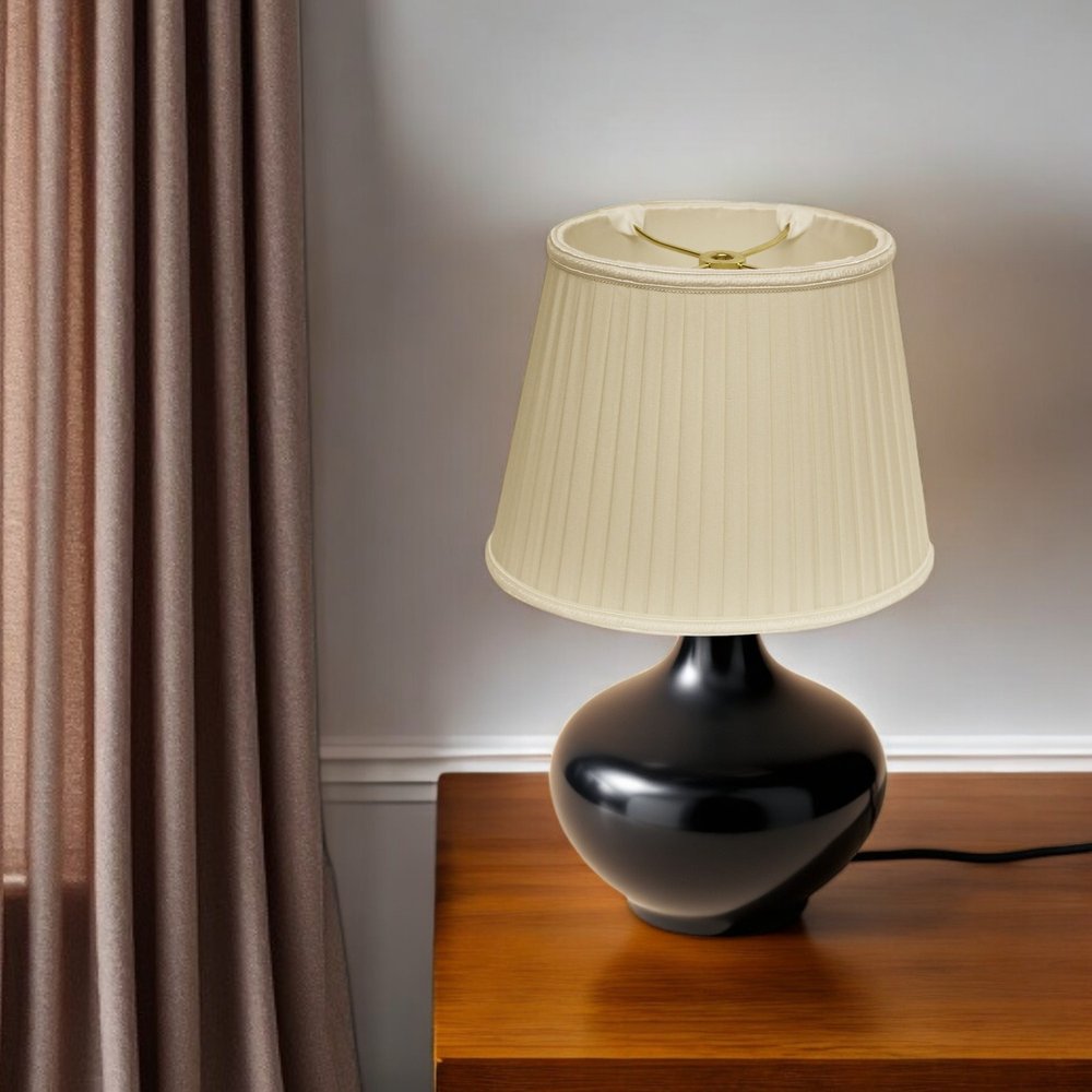 Ivory Shantung Silk Pleated Oval Lamp Shade
