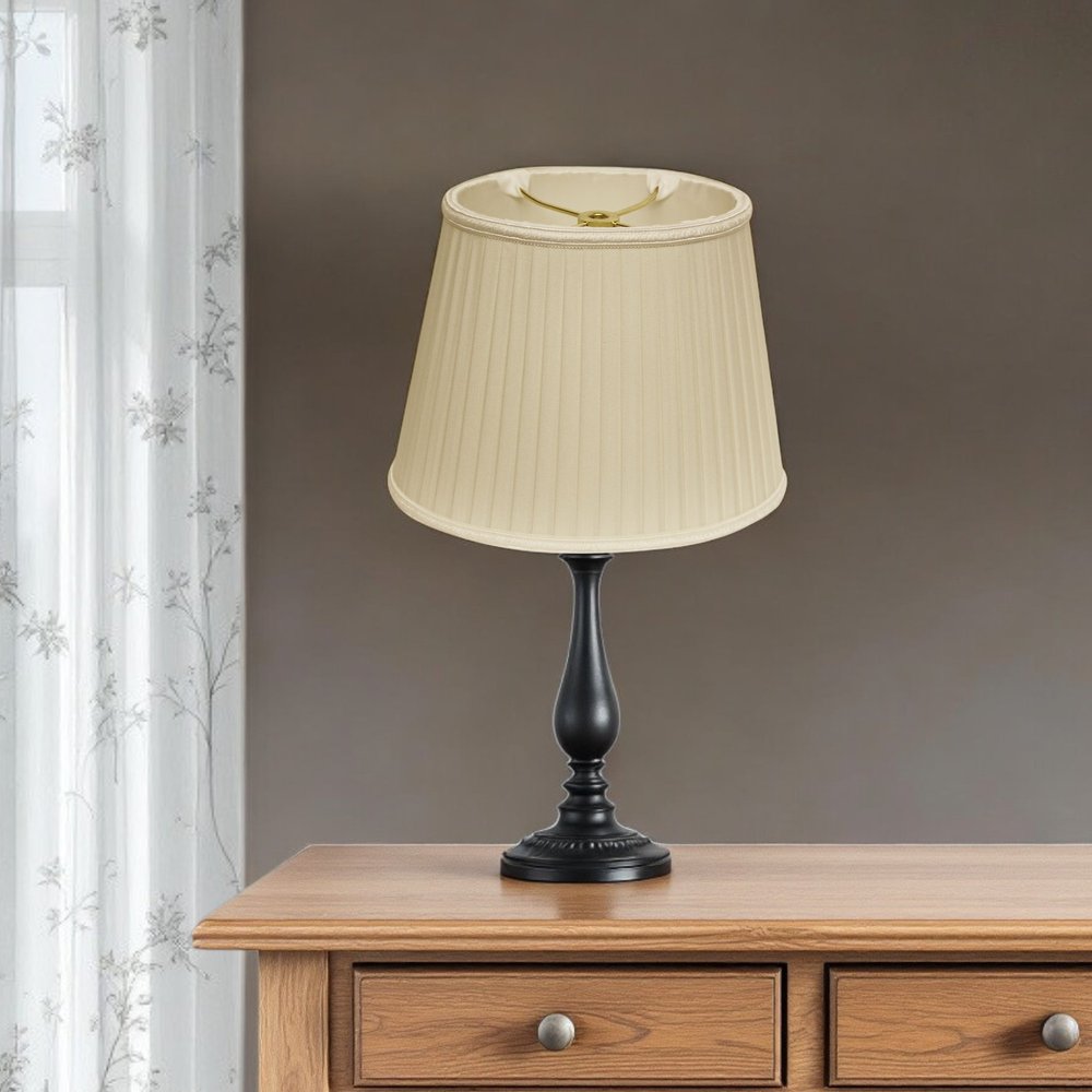 Ivory Shantung Silk Pleated Oval Lamp Shade