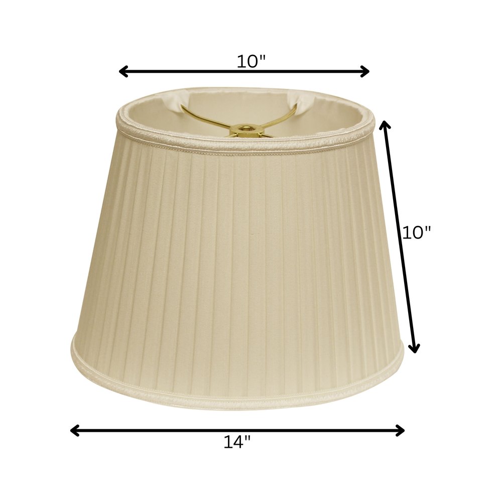 Ivory Shantung Silk Pleated Oval Lamp Shade