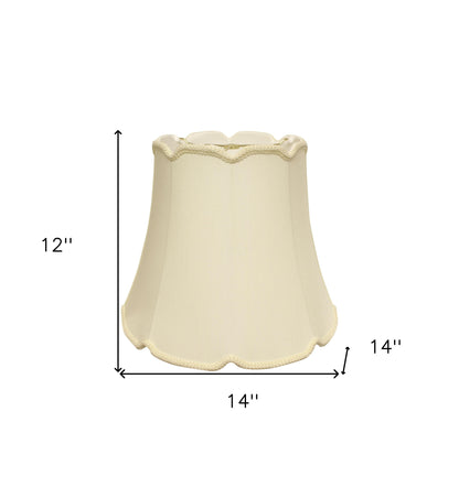 14" Ivory Empire Slanted Cylinder Scroll Edge Silk Lampshade
