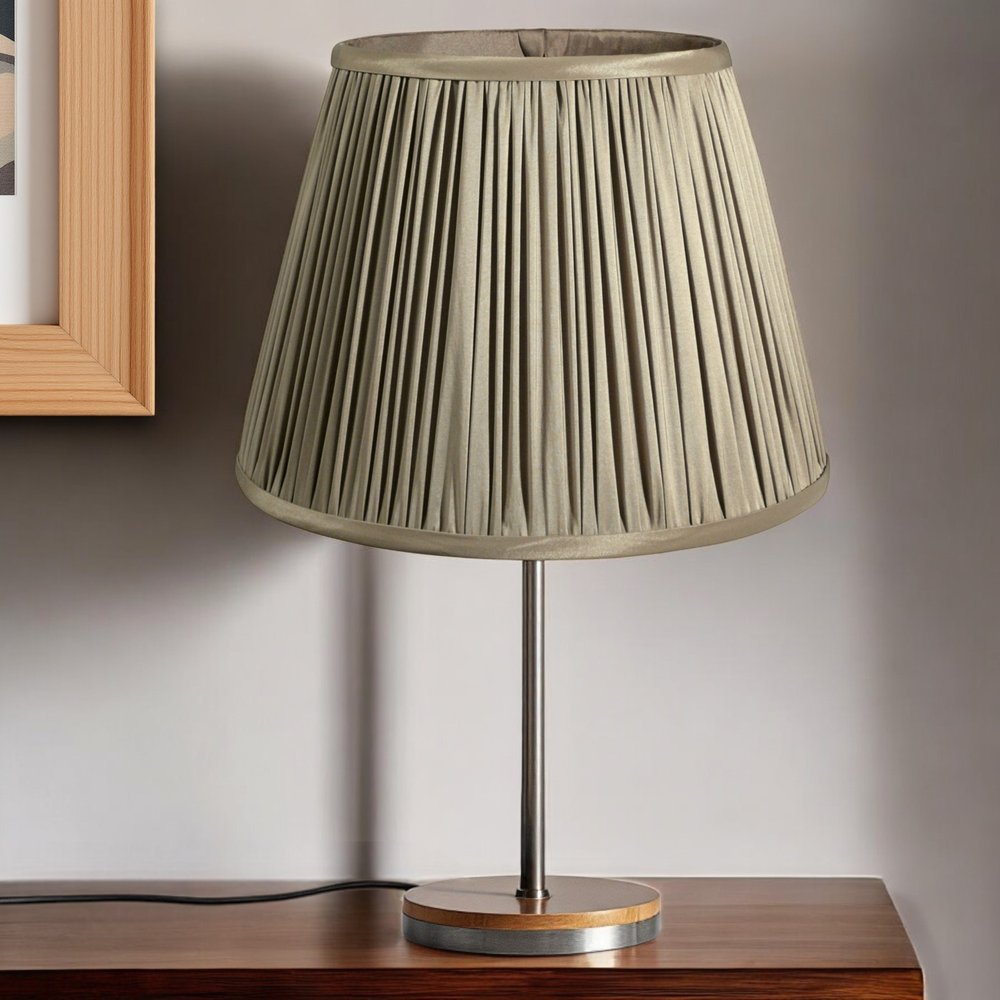 Ash Gray Taffeta Pleated Empire Lamp Shade