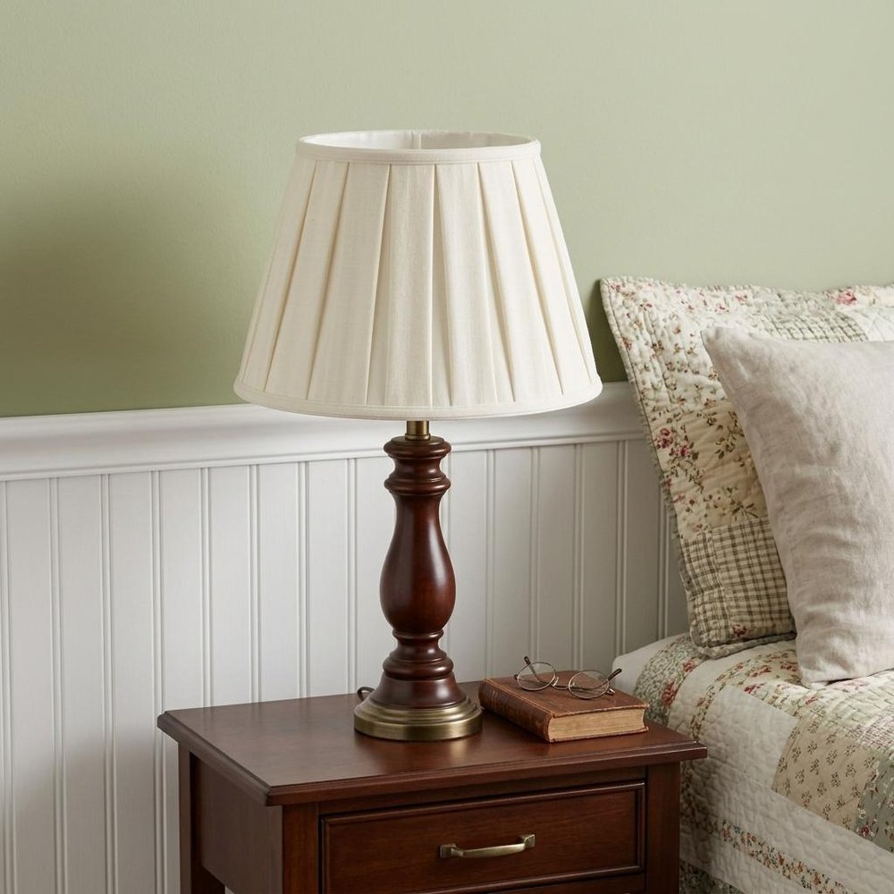 White Linen Pleated Empire Lamp Shade