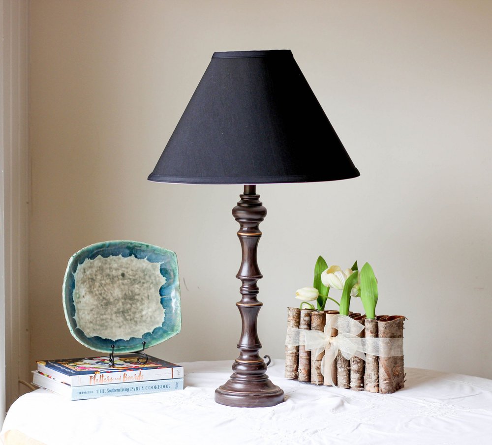 Black Shantung Silk Cone Lamp Shade