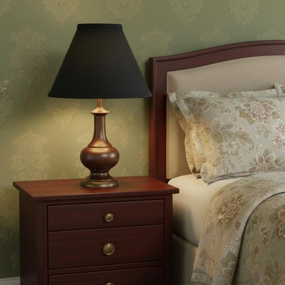Black Shantung Silk Cone Lamp Shade