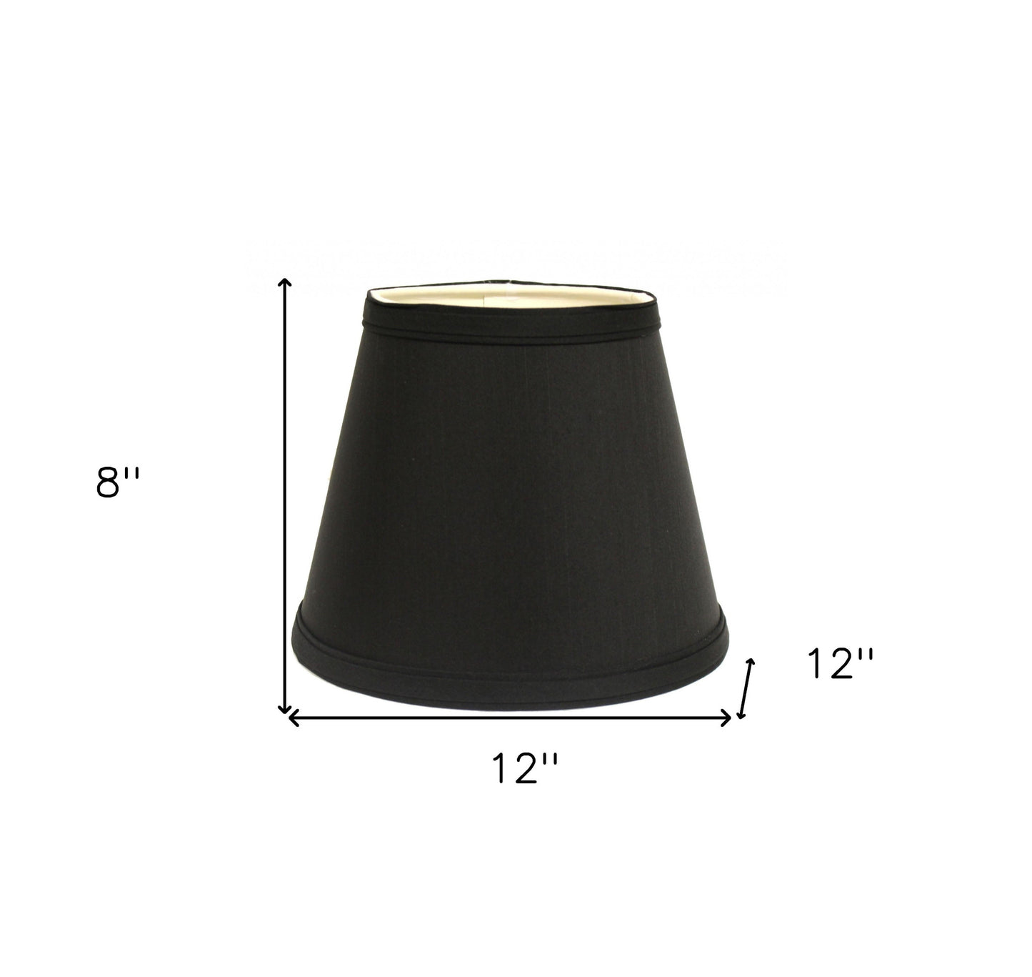 12" Black with White Hardback Empire Slanted Slanted Shantung Lampshade