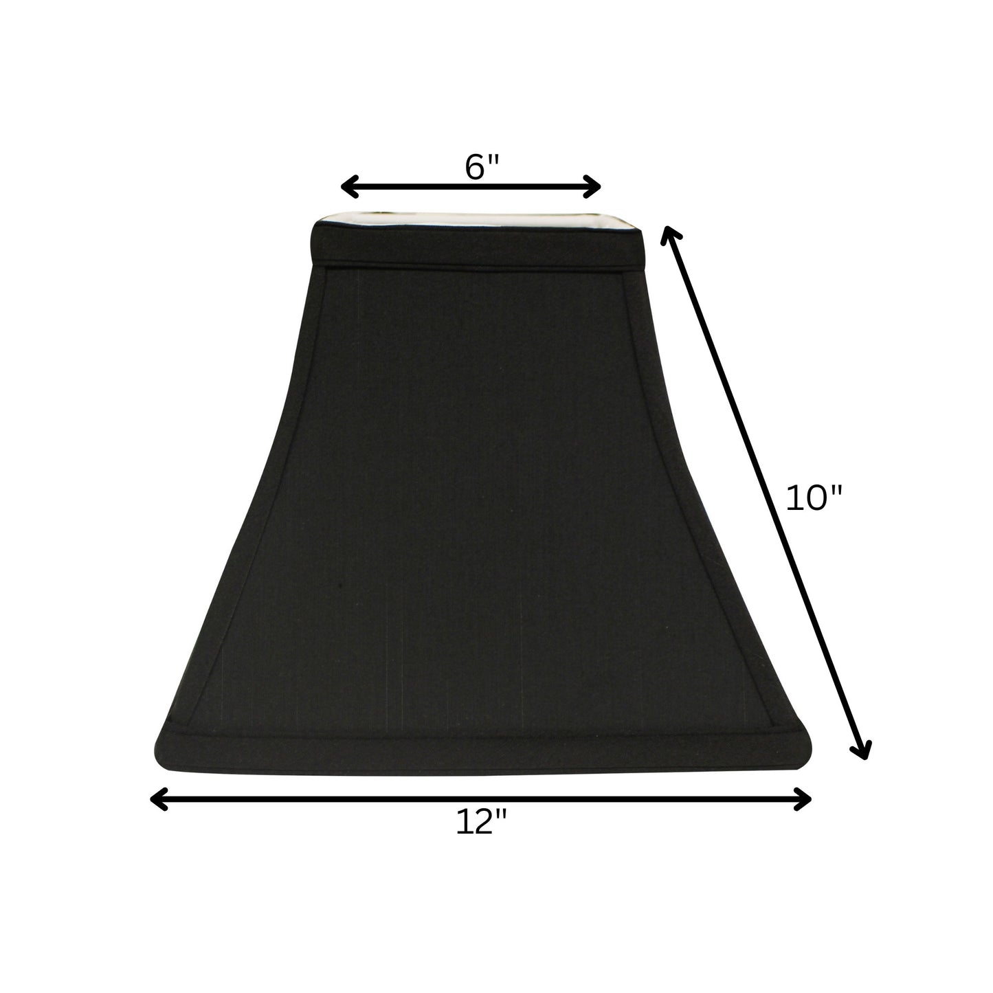 12" Black with White Lining Square Bell Shantung Lampshade