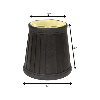 4" Black and Gold of 6 Slanted Pleat Chandelier Silk Lampshades