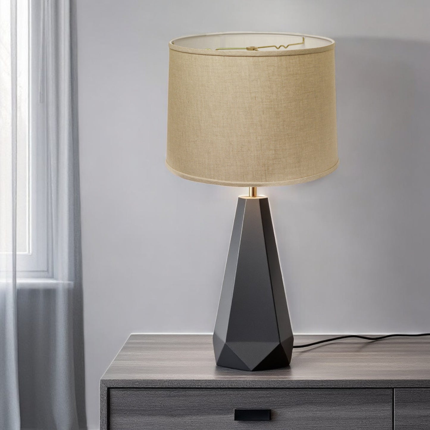 15" Parchment Biege Throwback Drum Linen Lampshade