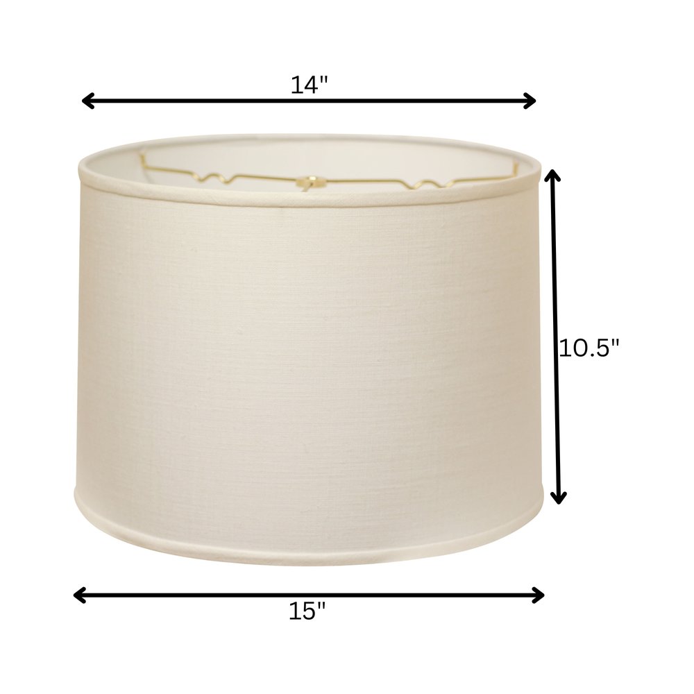 15" White Throwback Drum Linen Lampshade