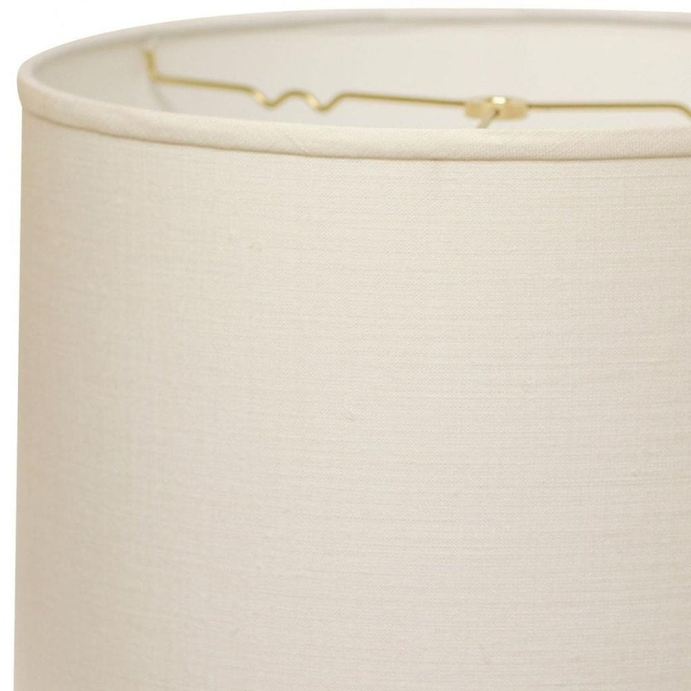 15" White Throwback Drum Linen Lampshade