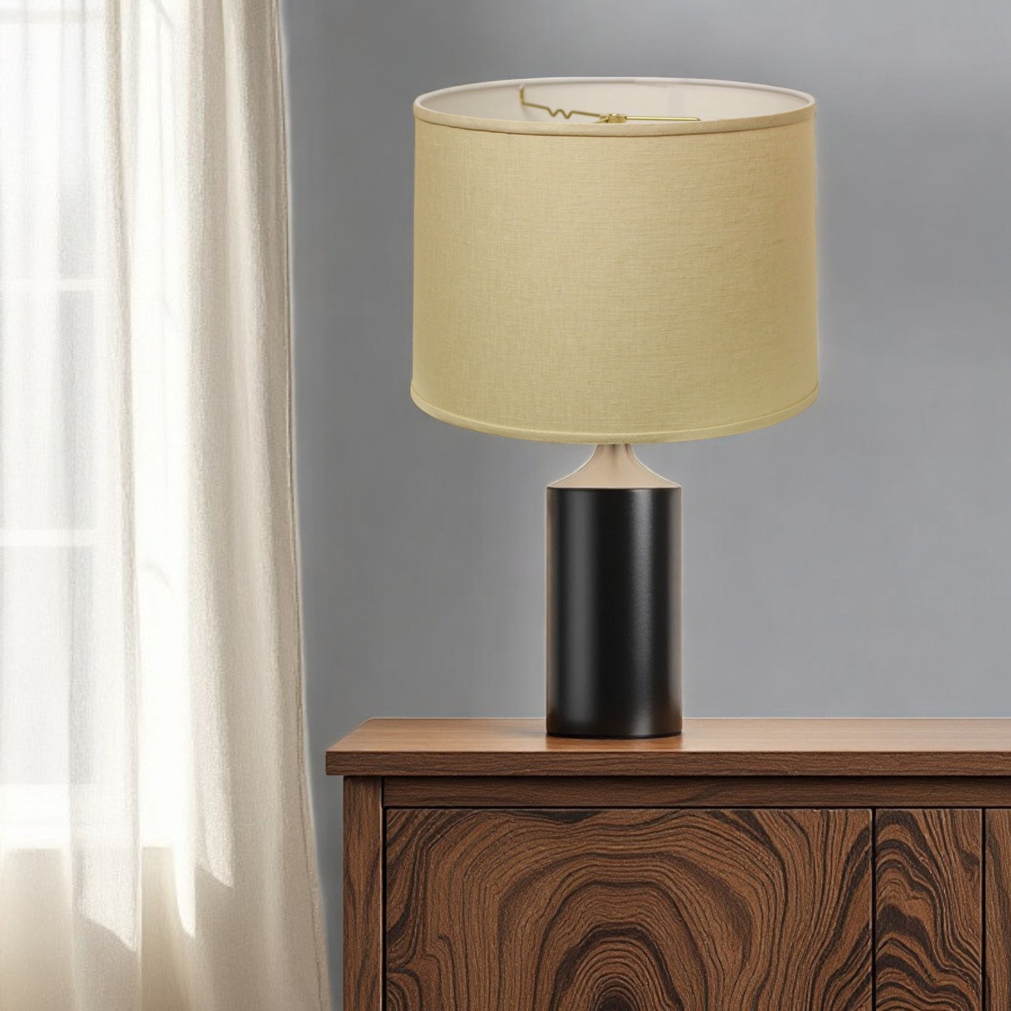 16" Parchment Biege Throwback Drum Linen Lampshade