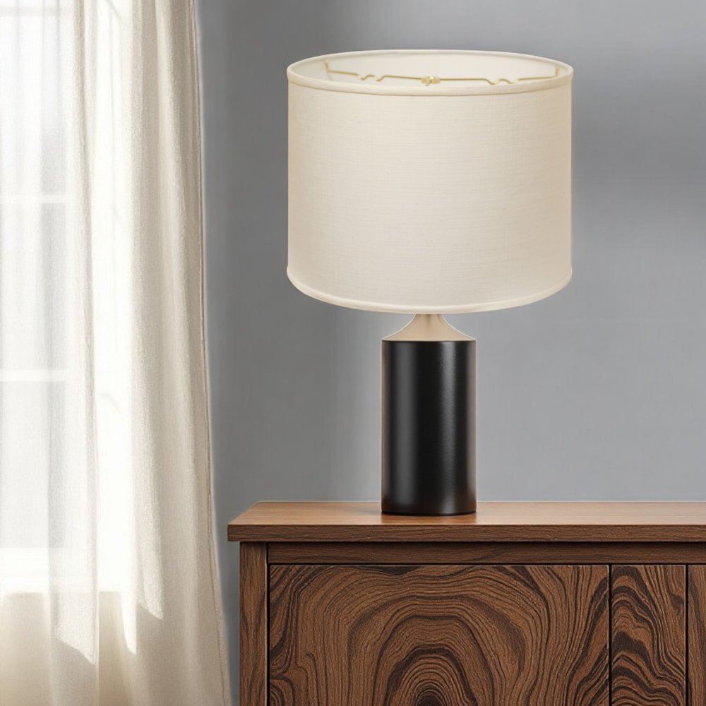 White Linen Drum Lamp Shade