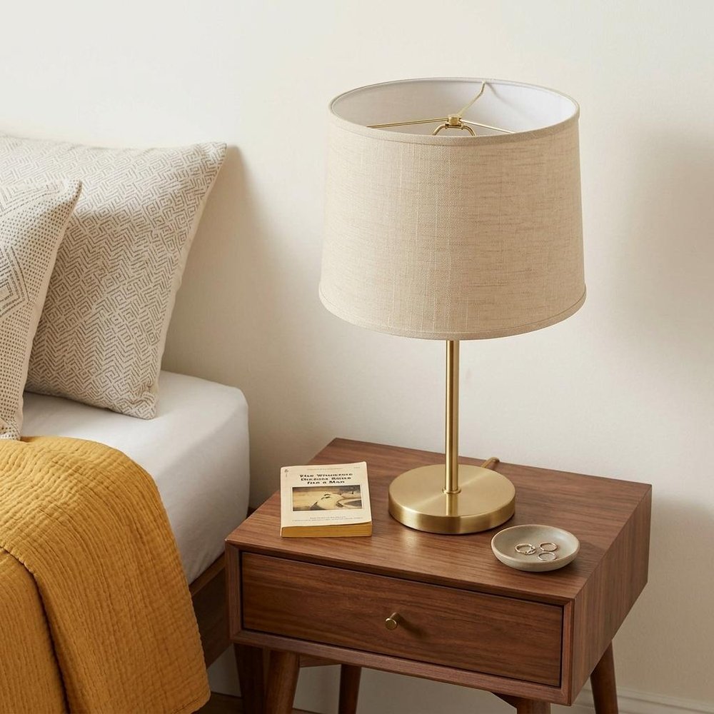 Light Yellow Linen Drum Lamp Shade
