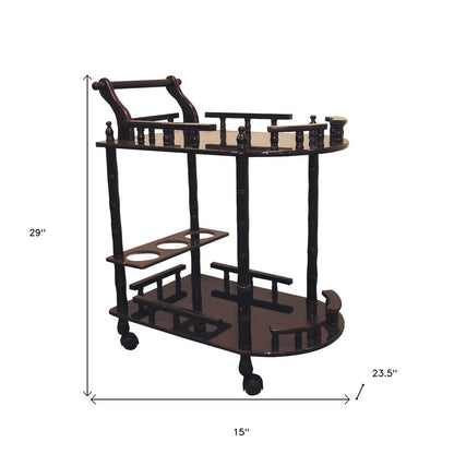 24" Dark Brown Rolling Bar Cart