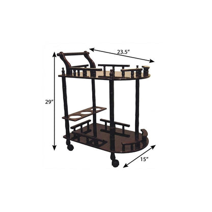 24" Dark Brown Rolling Bar Cart