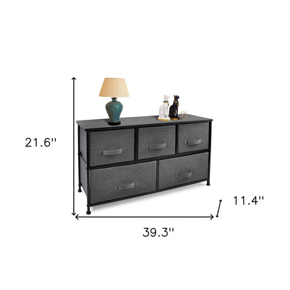 39" Gray and Black Accent Chest With Five Drawers